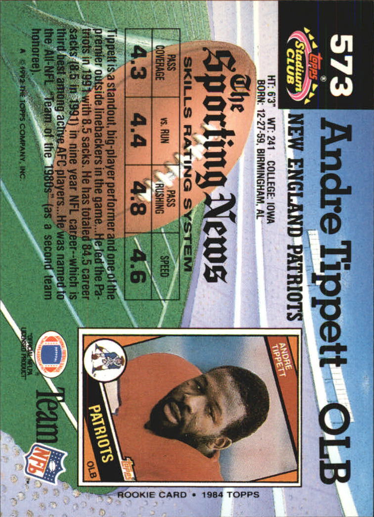 1992 Stadium Club Football "Main Set" Cards #401 to #635 Rookies and Veterans - Picture 343 of 399