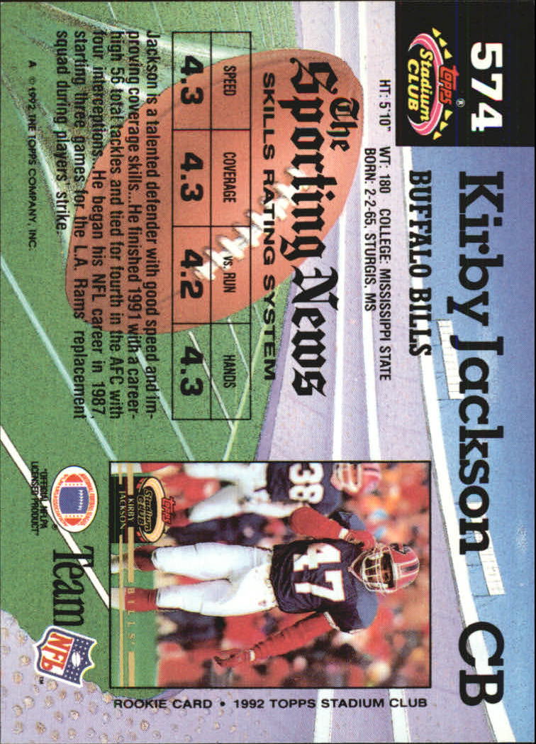1992 Stadium Club Football "Main Set" Cards #401 to #635 Rookies and Veterans - Picture 345 of 399