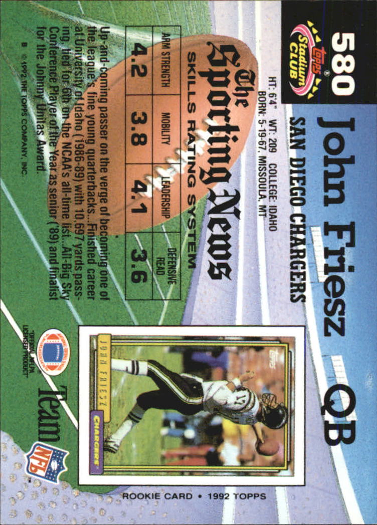 1992 Stadium Club Football "Main Set" Cards #401 to #635 Rookies and Veterans - Picture 357 of 399