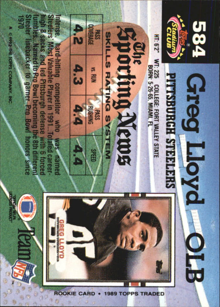 1992 Stadium Club Football "Main Set" Cards #401 to #635 Rookies and Veterans - Picture 365 of 399