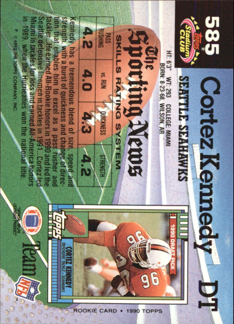 1992 Stadium Club Football "Main Set" Cards #401 to #635 Rookies and Veterans - Picture 367 of 399