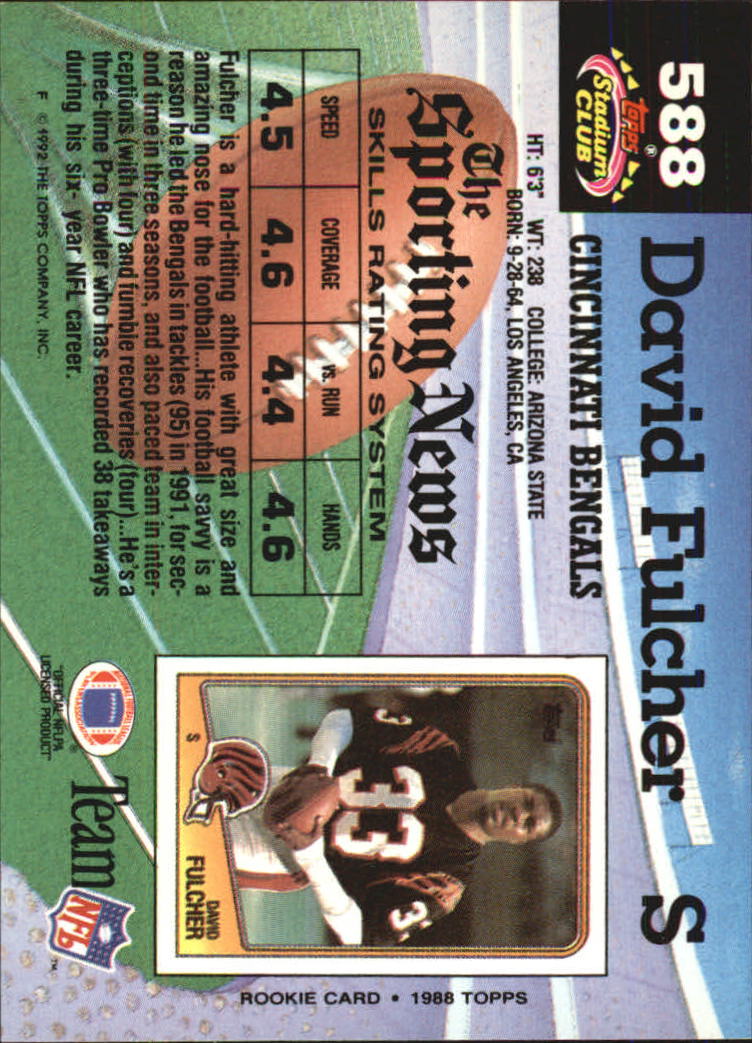 1992 Stadium Club Football "Main Set" Cards #401 to #635 Rookies and Veterans - Picture 373 of 399