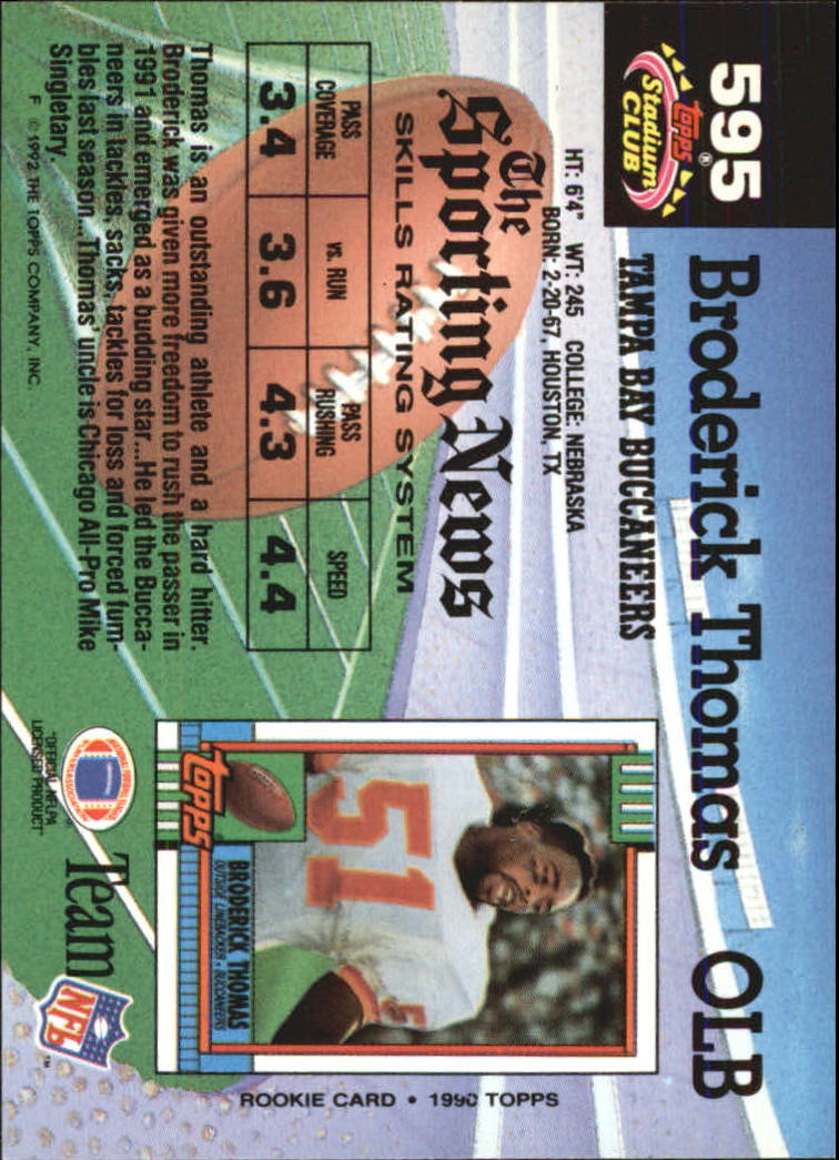 1992 Stadium Club Football "Main Set" Cards #401 to #635 Rookies and Veterans - Picture 387 of 399