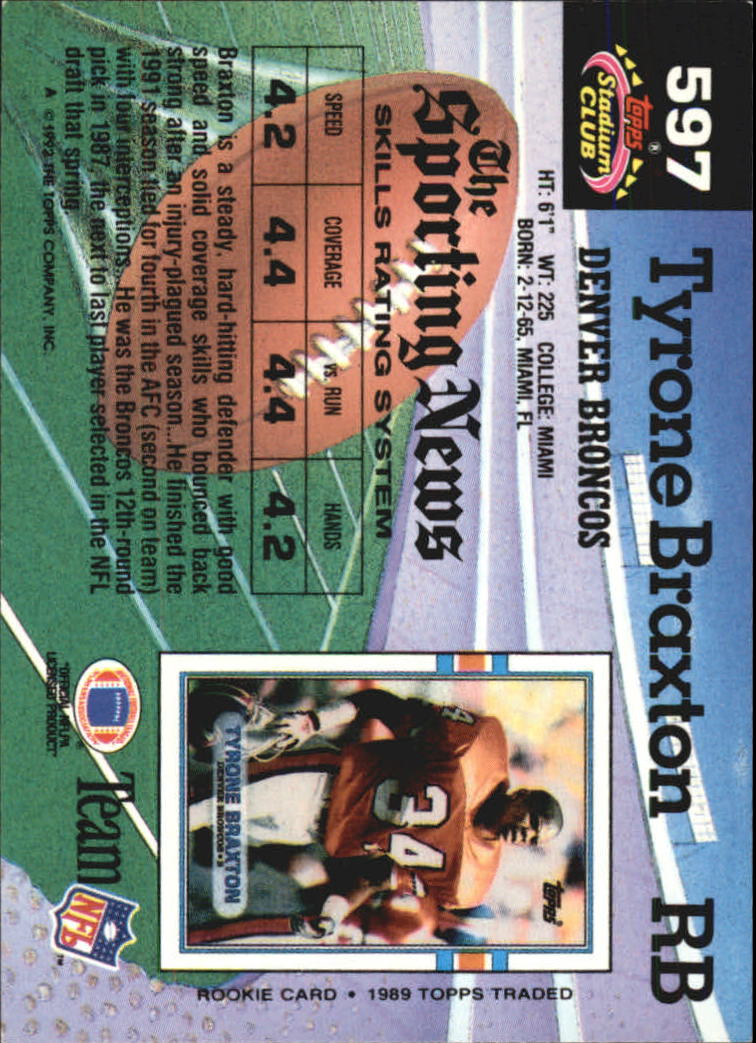 1992 Stadium Club Football "Main Set" Cards #401 to #635 Rookies and Veterans - Picture 391 of 399