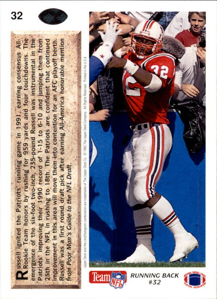 A2086- 1992 Upper Deck Football #s 1-250 +Rookies -You Pick- 15+ FREE US SHIP