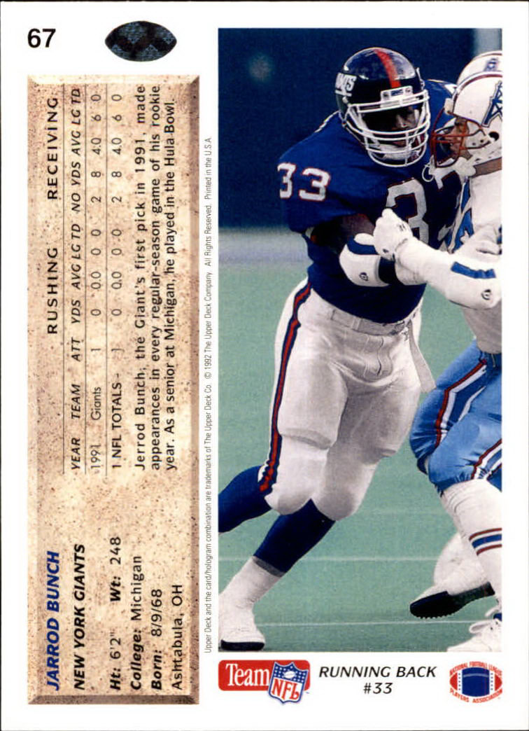 A2086- 1992 Upper Deck Football #s 1-250 +Rookies -You Pick- 15+ FREE US SHIP