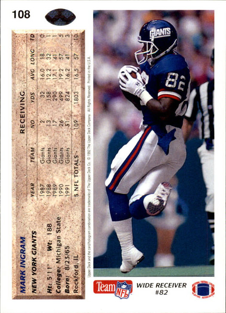 A2086- 1992 Upper Deck Football #s 1-250 +Rookies -You Pick- 15+ FREE US SHIP