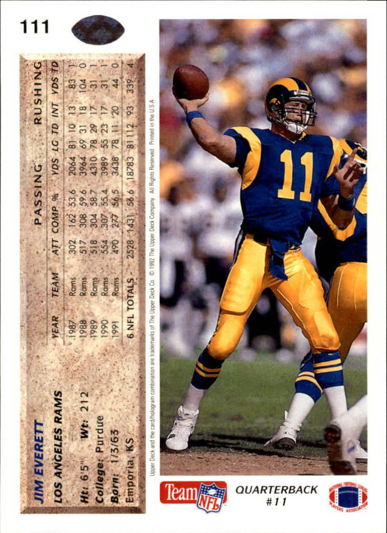 A2086- 1992 Upper Deck Football #s 1-250 +Rookies -You Pick- 15+ FREE US SHIP