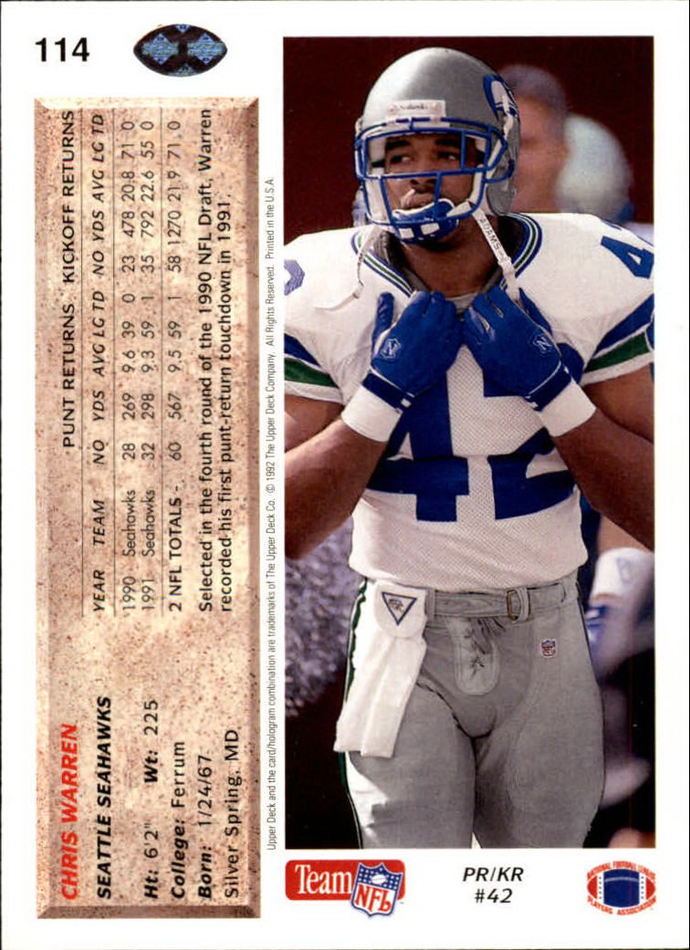 A2086- 1992 Upper Deck Football #s 1-250 +Rookies -You Pick- 15+ FREE US SHIP