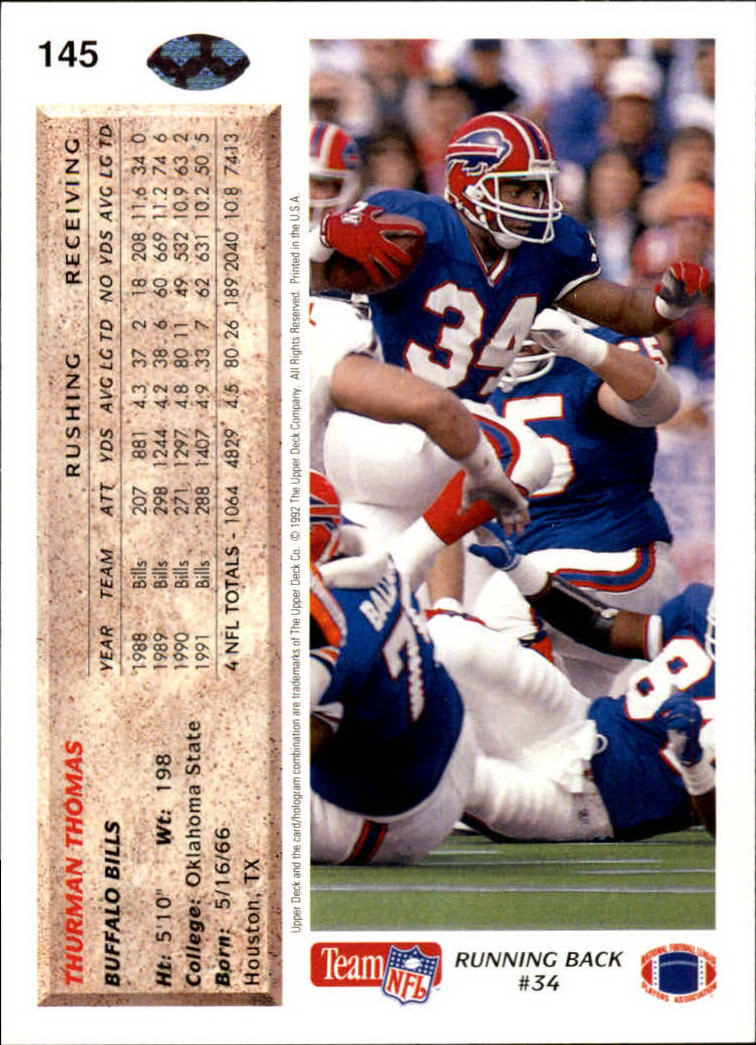 A2086- 1992 Upper Deck Football #s 1-250 +Rookies -You Pick- 15+ FREE US SHIP