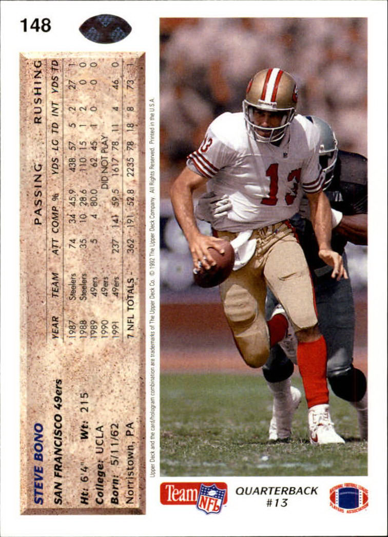 A2086- 1992 Upper Deck Football #s 1-250 +Rookies -You Pick- 15+ FREE US SHIP