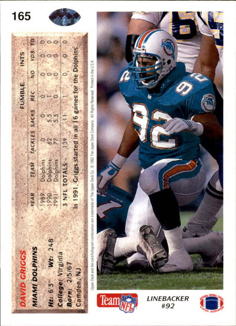 A2086- 1992 Upper Deck Football #s 1-250 +Rookies -You Pick- 15+ FREE US SHIP