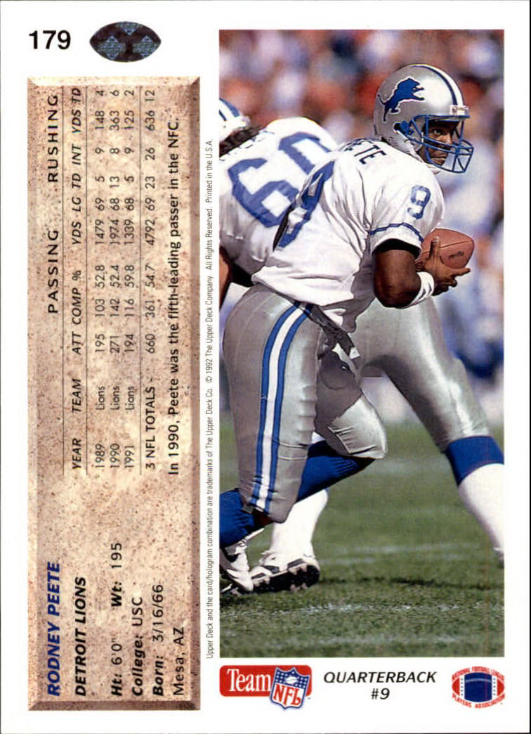 A2086- 1992 Upper Deck Football #s 1-250 +Rookies -You Pick- 15+ FREE US SHIP