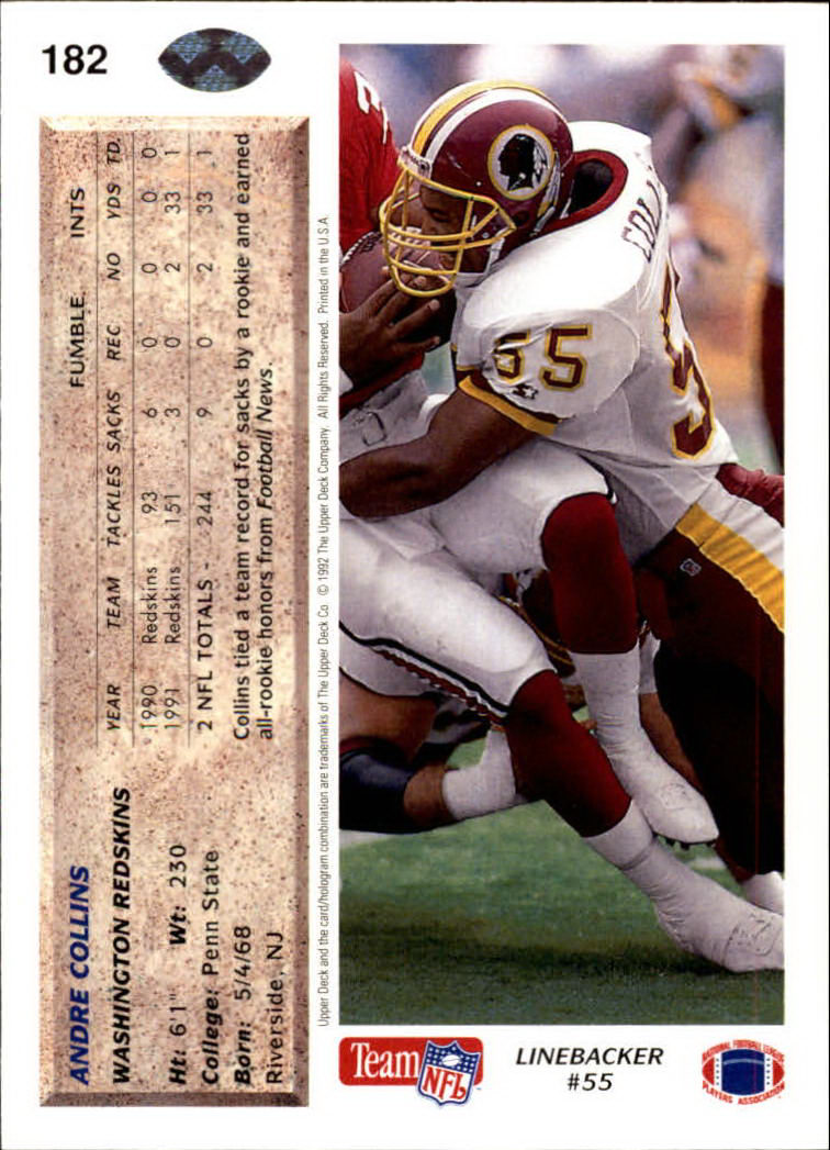 A2086- 1992 Upper Deck Football #s 1-250 +Rookies -You Pick- 15+ FREE US SHIP