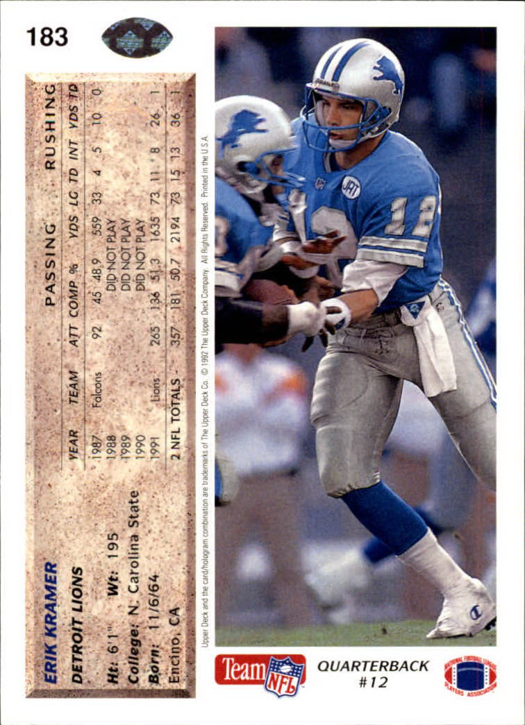 A2086- 1992 Upper Deck Football #s 1-250 +Rookies -You Pick- 15+ FREE US SHIP