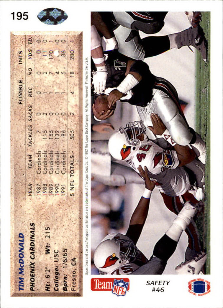 A2086- 1992 Upper Deck Football #s 1-250 +Rookies -You Pick- 15+ FREE US SHIP