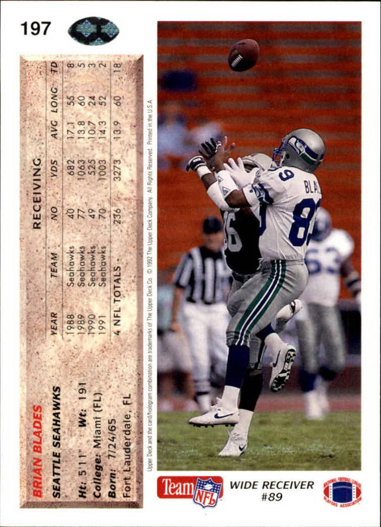 A2086- 1992 Upper Deck Football #s 1-250 +Rookies -You Pick- 15+ FREE US SHIP