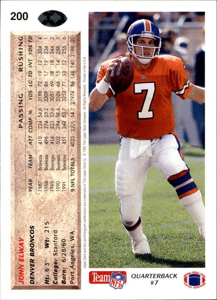 A2086- 1992 Upper Deck Football #s 1-250 +Rookies -You Pick- 15+ FREE US SHIP