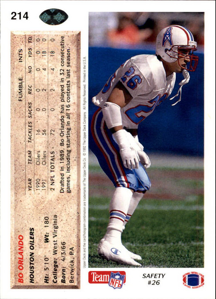 A2086- 1992 Upper Deck Football #s 1-250 +Rookies -You Pick- 15+ FREE US SHIP