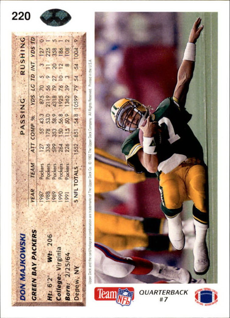 A2086- 1992 Upper Deck Football #s 1-250 +Rookies -You Pick- 15+ FREE US SHIP