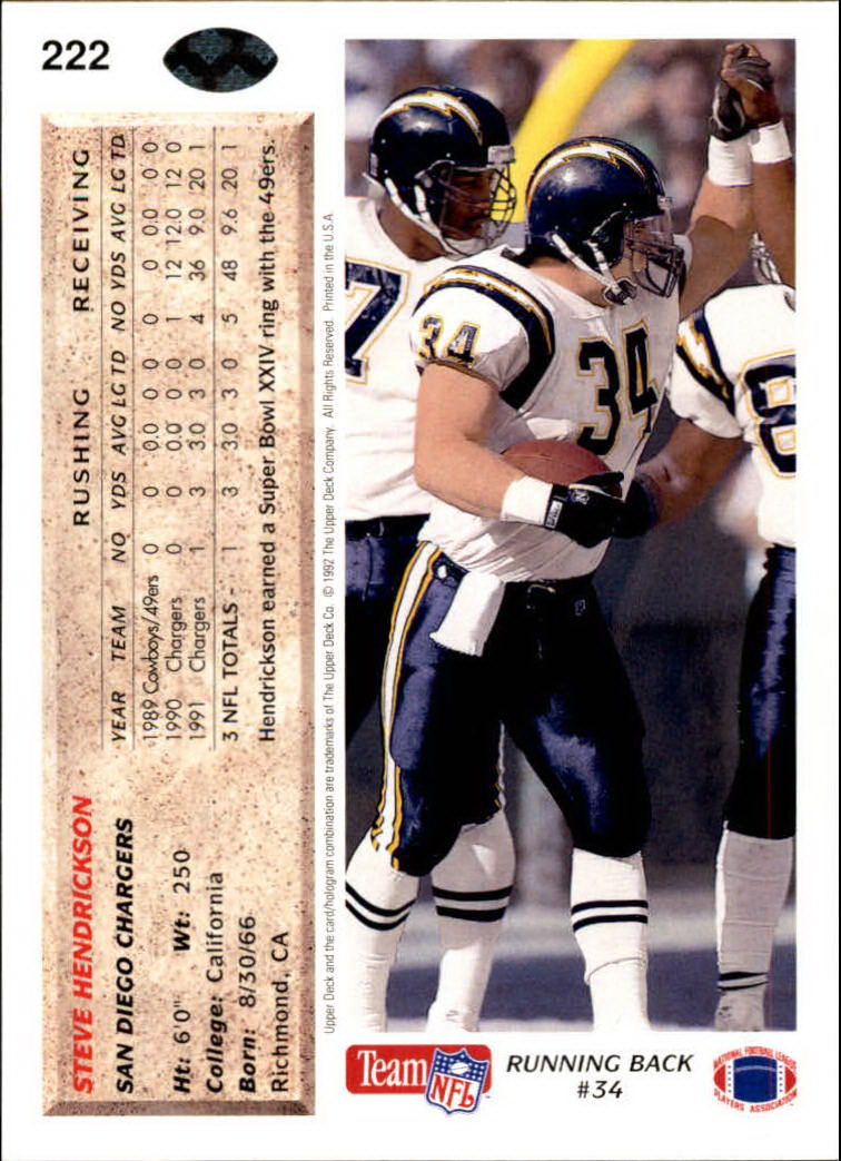 A2086- 1992 Upper Deck Football #s 1-250 +Rookies -You Pick- 15+ FREE US SHIP