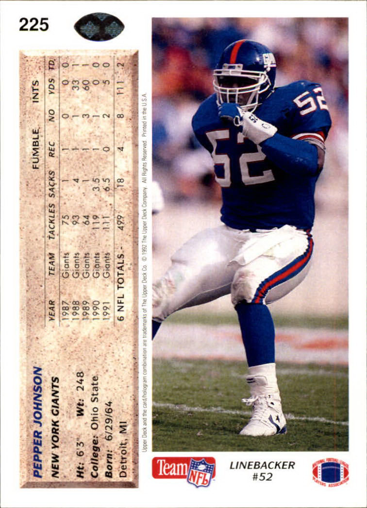 A2086- 1992 Upper Deck Football #s 1-250 +Rookies -You Pick- 15+ FREE US SHIP