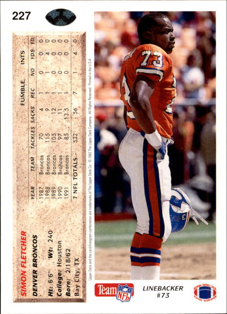 A2086- 1992 Upper Deck Football #s 1-250 +Rookies -You Pick- 15+ FREE US SHIP