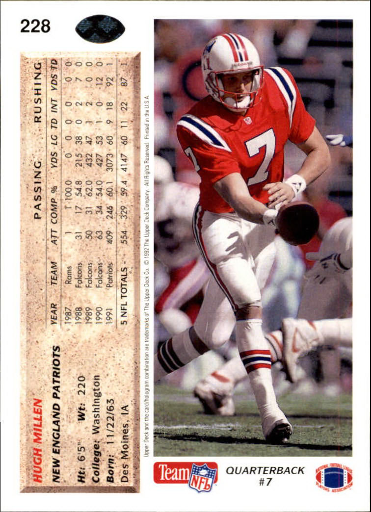 A2086- 1992 Upper Deck Football #s 1-250 +Rookies -You Pick- 15+ FREE US SHIP