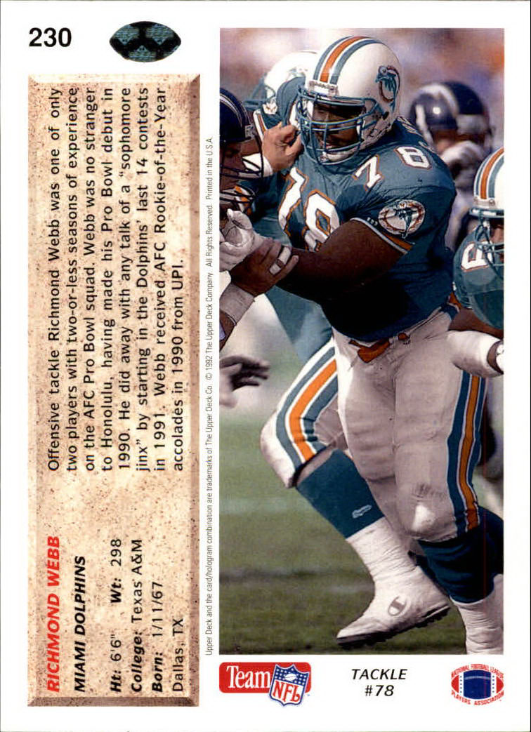 A2086- 1992 Upper Deck Football #s 1-250 +Rookies -You Pick- 15+ FREE US SHIP