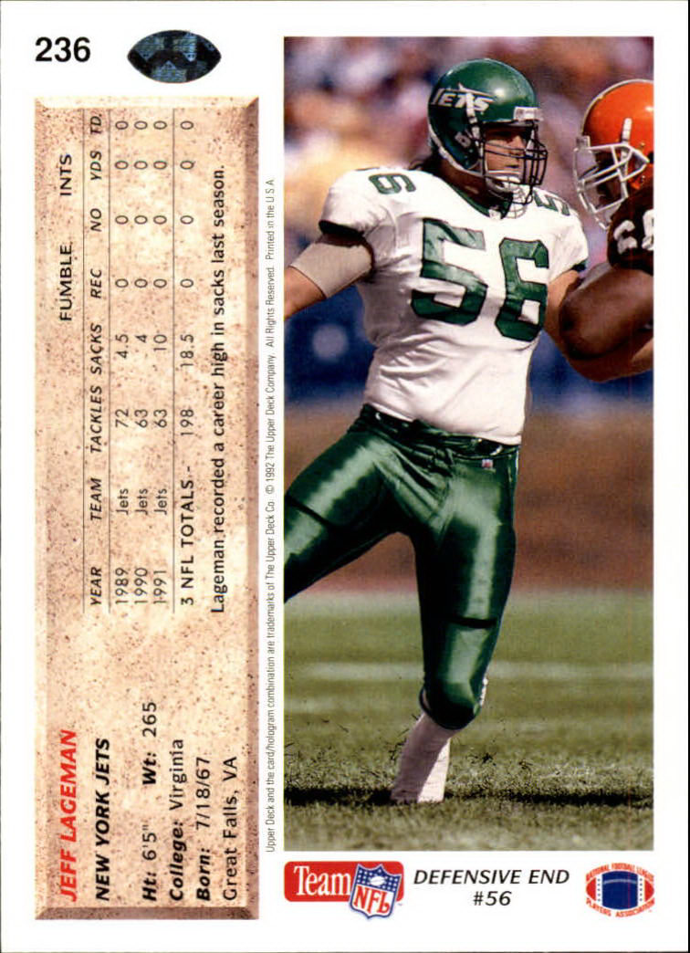 A2086- 1992 Upper Deck Football #s 1-250 +Rookies -You Pick- 15+ FREE US SHIP