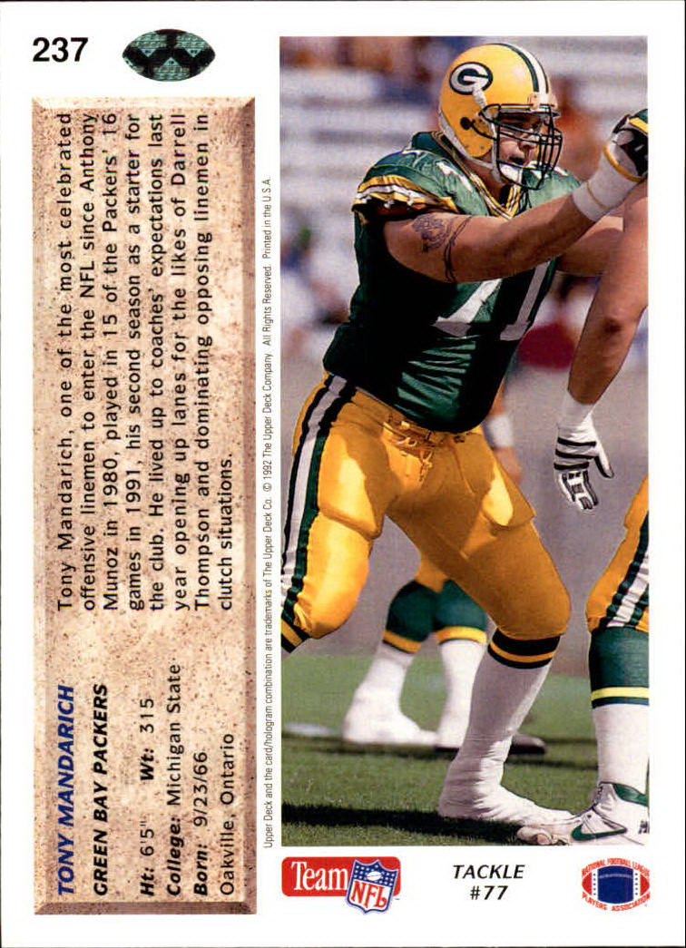 A2086- 1992 Upper Deck Football #s 1-250 +Rookies -You Pick- 15+ FREE US SHIP