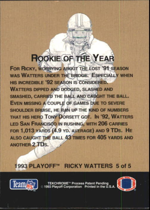 Playoff Calcio 1993 "Ricky Watters and Rookie Roundup" Inserto Carte - Foto 3 di 5