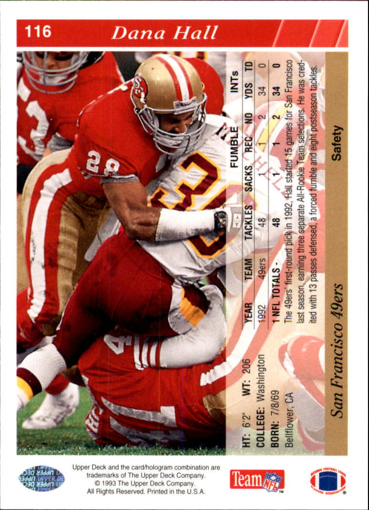 1993 Upper Deck Football "Main Set" Cards #1 to #250 Rookies and Veterans - Picture 231 of 499