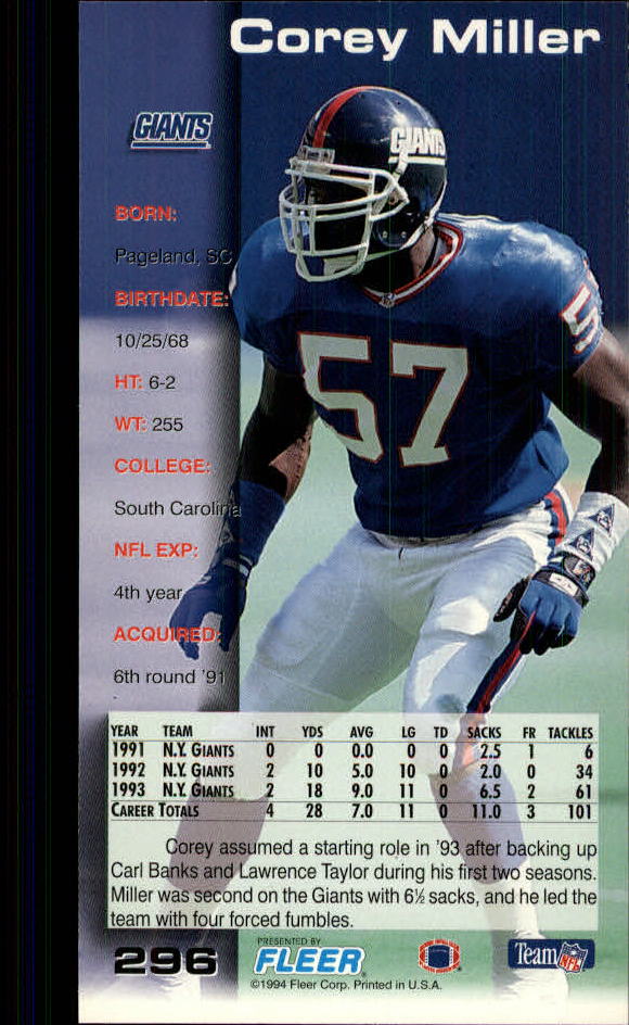1994 GameDay Footbal Card #s 1-250 +Rookies 10+ FREE SHIP - You Pick A3950 