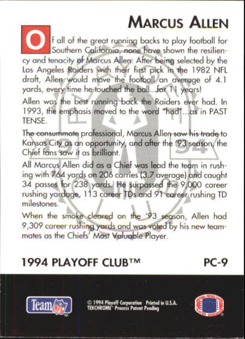 1994 Playoff Football "Club" Insert Cards - Picture 5 of 11