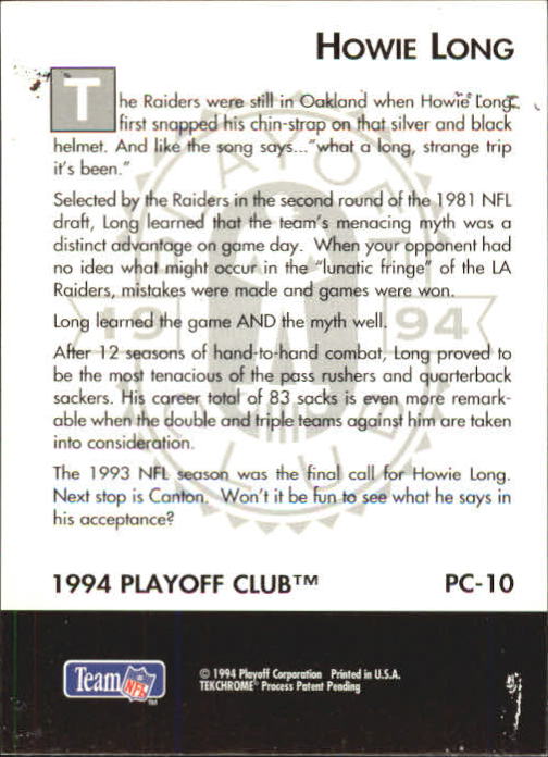 1994 Playoff Football "Club" Insert Cards - Picture 7 of 11