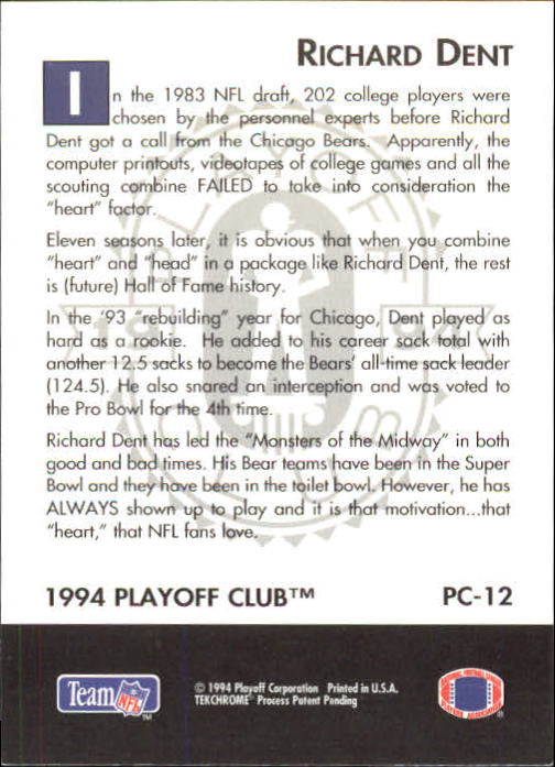 1994 Playoff Football "Club" Insert Cards - Picture 9 of 11