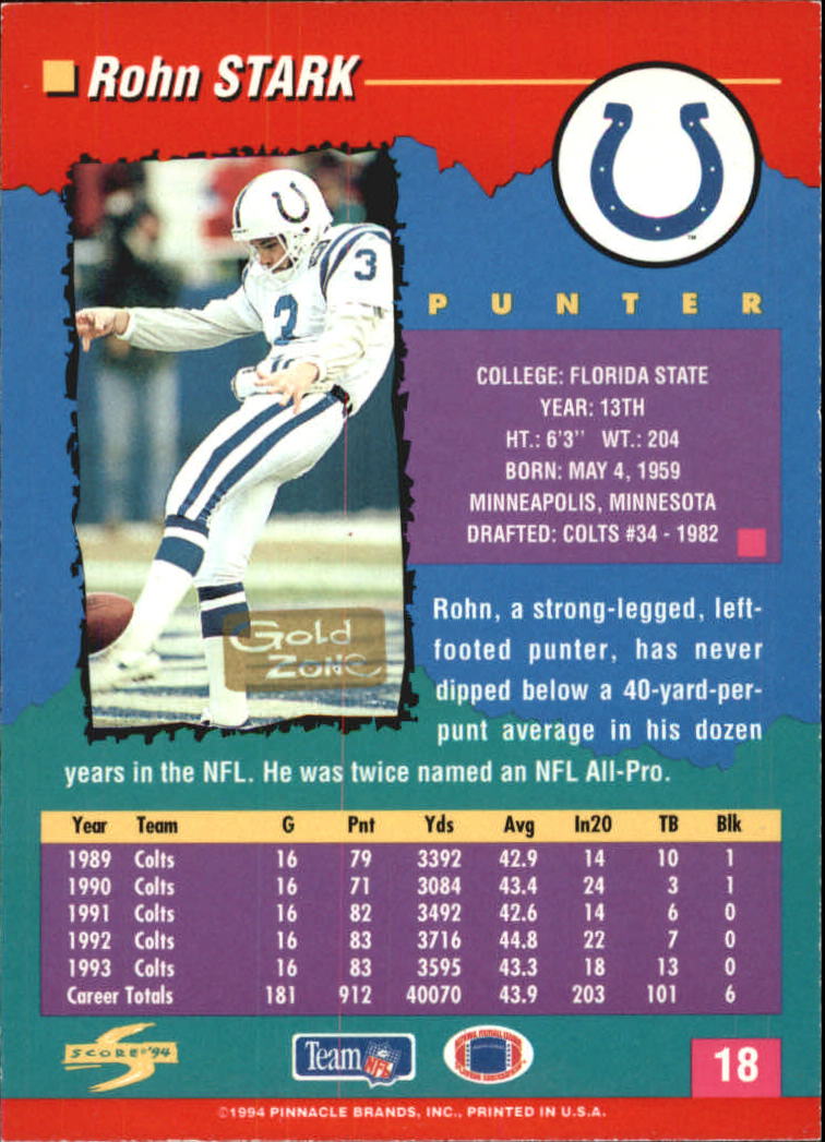 1994 Score Football "Gold Zone" Parallel Cards - Picture 15 of 189