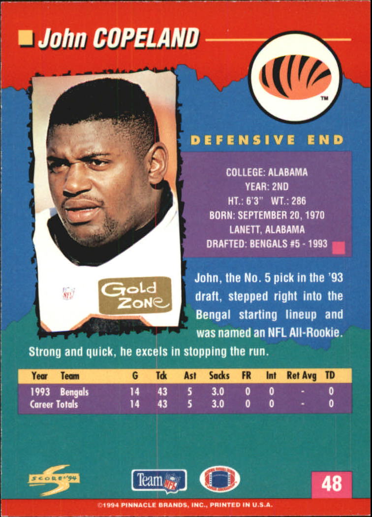 1994 Score Football "Gold Zone" Parallel Cards - Picture 39 of 189
