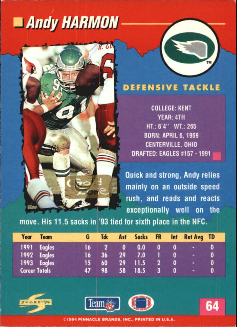 1994 Score Football "Gold Zone" Parallel Cards - Picture 47 of 189