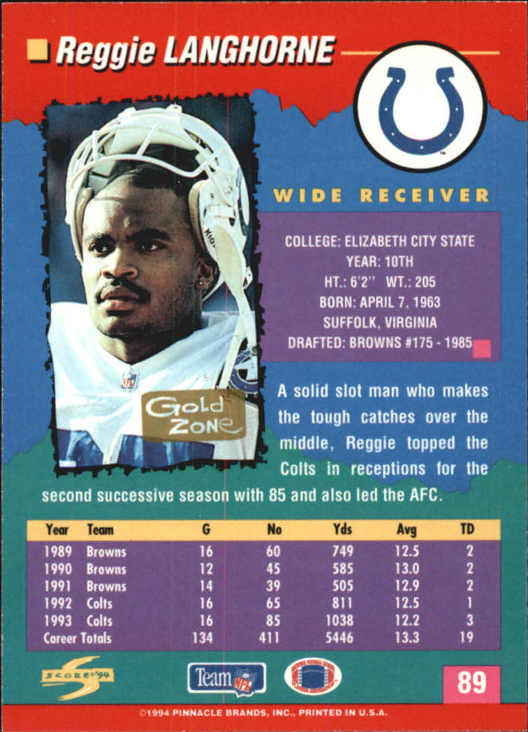 1994 Score Football "Gold Zone" Parallel Cards - Picture 61 of 189