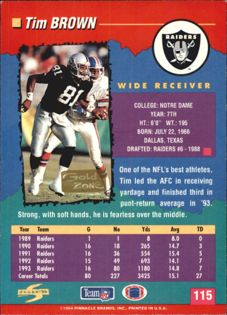 1994 Score Football "Gold Zone" Parallel Cards - Picture 71 of 189