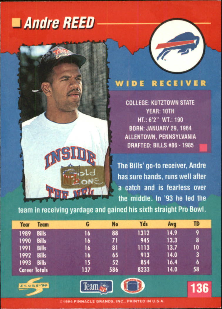 1994 Score Football "Gold Zone" Parallel Cards - Picture 85 of 189