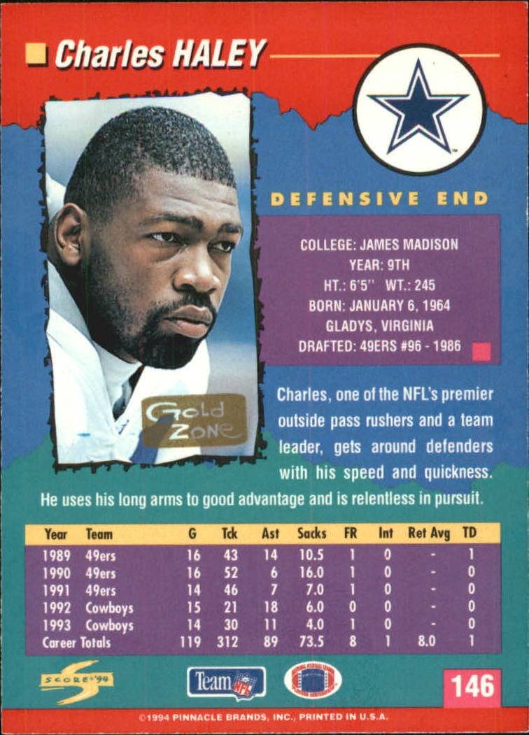 1994 Score Football "Gold Zone" Parallel Cards - Picture 91 of 189