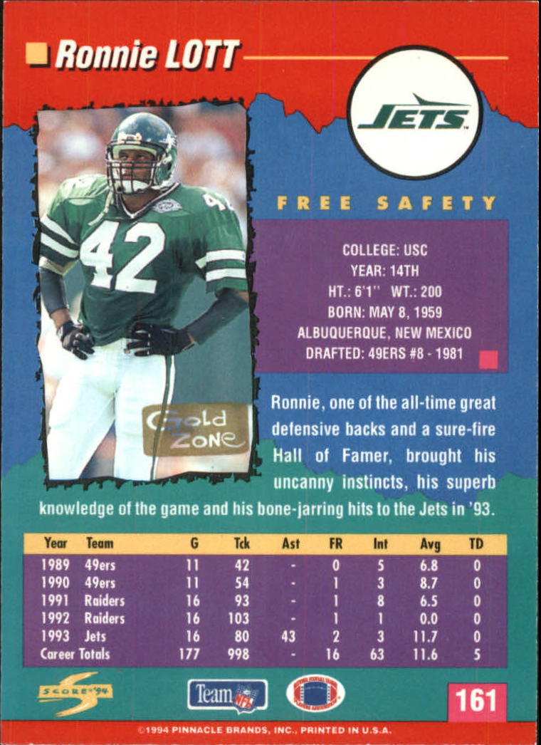 1994 Score Football "Gold Zone" Parallel Cards - Picture 99 of 189
