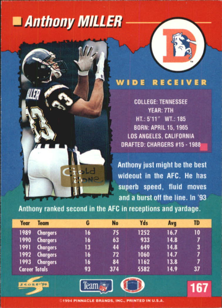 1994 Score Football "Gold Zone" Parallel Cards - Picture 103 of 189