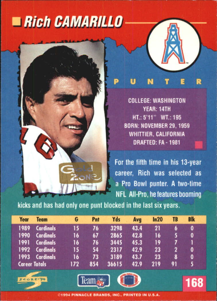 1994 Score Football "Gold Zone" Parallel Cards - Picture 105 of 189