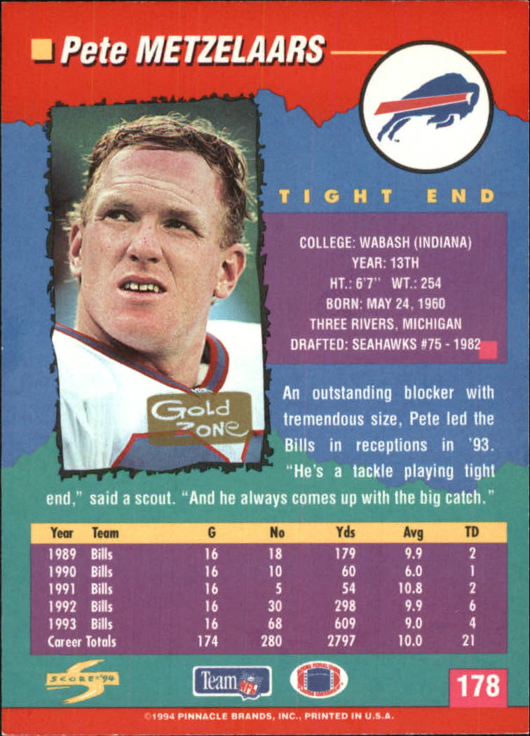 1994 Score Football "Gold Zone" Parallel Cards - Picture 115 of 189
