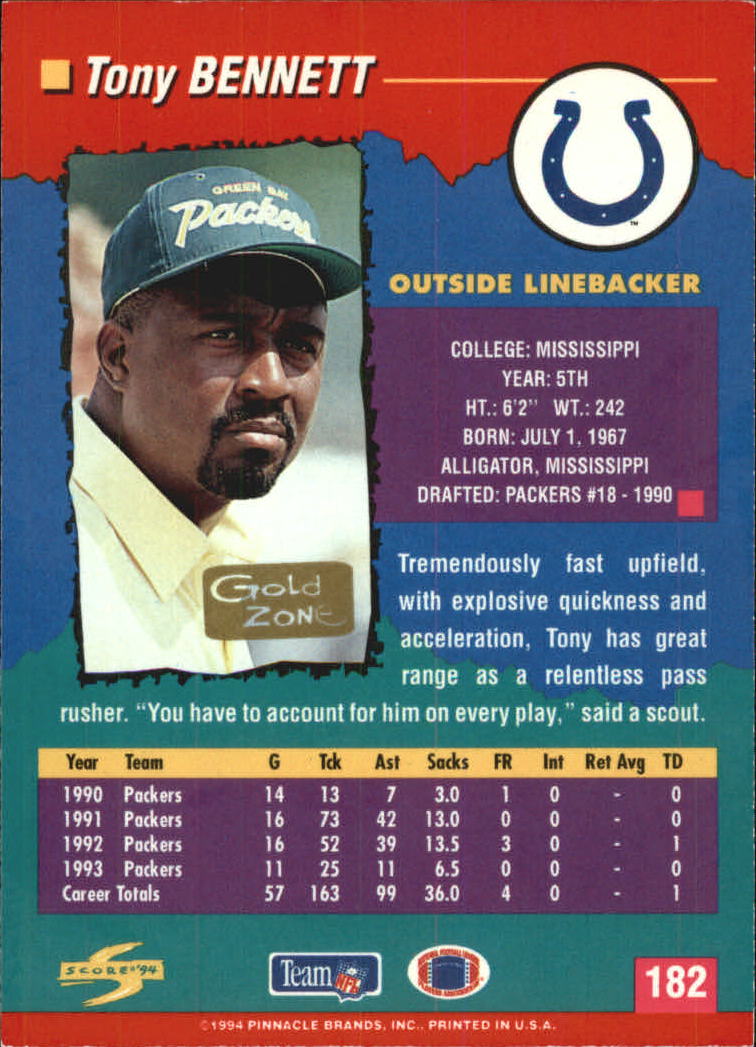 1994 Score Football "Gold Zone" Parallel Cards - Picture 117 of 189