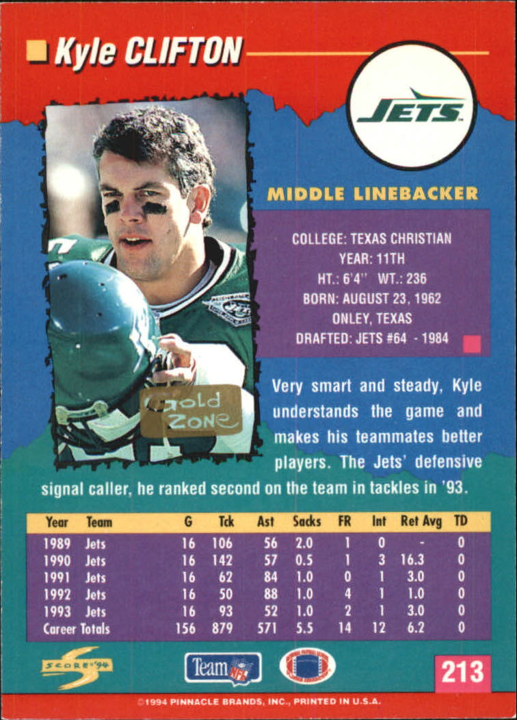 1994 Score Football "Gold Zone" Parallel Cards - Picture 129 of 189